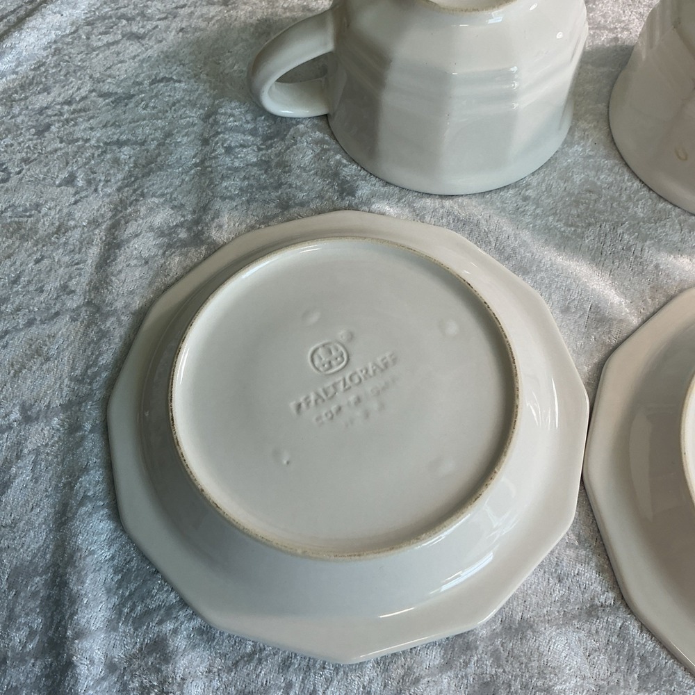 VTG  Set Of 2 Cups & Saucers Pfaltzgraff HERITAGE WHITE Colonial Country Style - Picture 7 of 11